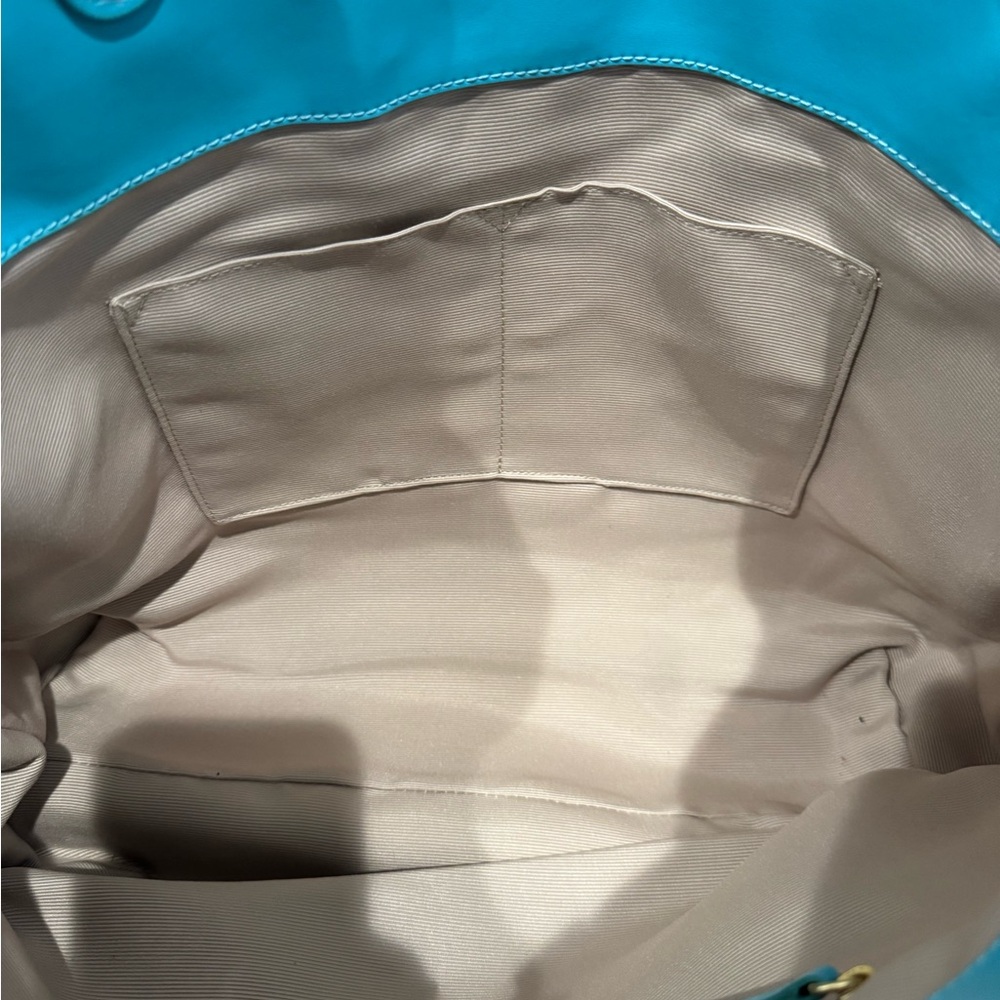 Talbots Tan and Blue Tote Bag - Picture 8 of 10
